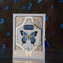 1 pieza Cuaderno de 112 páginas con tapa dura, vintage, con diseño de mariposa de dibujos animados, función múltiple, páginas interiores coloridas, papel grueso de 100 g, entrega de portada aleatoria - Multicolor - Ver 7