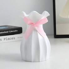 1pc Plastic Flower Vase, Shock-Resistant Vase, Creative And Simple Home Decoration (Random Color Bowknot), Suitable For Desktop Floral Arrangement,Home Decor,Flower Vase,Centerpiece,Table Decor Gifts Birthday Graduation