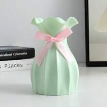 1pc Plastic Flower Vase, Shock-Resistant Vase, Creative And Simple Home Decoration (Random Color Bowknot), Suitable For Desktop Floral Arrangement,Home Decor,Flower Vase,Centerpiece,Table Decor Gifts Birthday Graduation