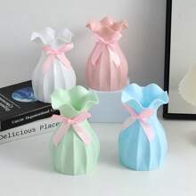 1pc Plastic Flower Vase, Shock-Resistant Vase, Creative And Simple Home Decoration (Random Color Bowknot), Suitable For Desktop Floral Arrangement,Home Decor,Flower Vase,Centerpiece,Table Decor Gifts Birthday Graduation