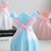 1pc Plastic Flower Vase, Shock-Resistant Vase, Creative And Simple Home Decoration (Random Color Bowknot), Suitable For Desktop Floral Arrangement,Home Decor,Flower Vase,Centerpiece,Table Decor Gifts Birthday Graduation
