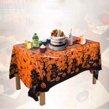 1pc Halloween Decoration Tablecloth Pumpkin Spider Web Bat Tablecloth Holiday Party Home Table Decoration Supplies,Christmas