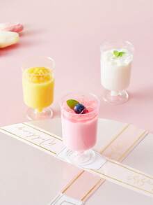 10pcs/20pcs Transparent Dessert Cups, Pudding Cups, Mousse Cups, Ice Cream Cups, Summer Drink Cups, Suitable For Party, Gathering, Birthday, Dining, Baking, Dessert Shop, Summer Party Dessert Cups, Soft Drink Cups, Shot Glasses, Small Cups, Party Supplies, Reusable, Washable, Dessert Table Decor, Tall Cups - Clear - View 2