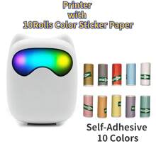 Sticker Printer - Mini Thermal Printer With LED Light, 57MM Sticker Maker Machine, Portable Wireless Pocket Phone Printer For Anatomy Flashcards, Journal, Notes, Kids Gift, Receipts - C37 Printer With 10 Rolls Color Sticker - View 7