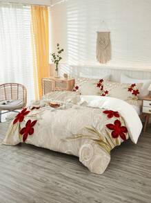 3pcs Duvet Cover Set (1*Duvet Cover + 2*Pillowcase, Without Core), 3D Floral Pattern Polyester Bedding Set, Soft Comfortable And Breathable Duvet Cover, For Bedroom, Guest Room