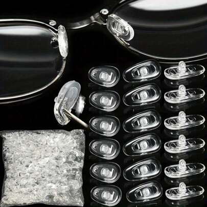 Set de 1 (4 piezas/8 piezas/10 piezas/20 piezas) Almohadillas nasales suaves de silicona transparente con destornillador, repuestos y accesorios para gafas de mujer.