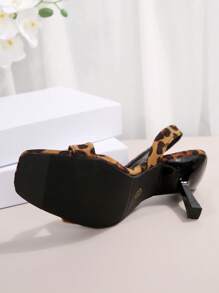 Fashionable Casual Comfortable Outdoor High Heel Sandals, Niche Square Toe Slim Stiletto Backless Design High Heel Sandals - Brown - View 8
