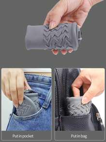 1 件男女通用灰色硅胶抽绳防水防滑加厚雨鞋套