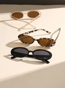 Set de 3 gafas de mujer con marco ovalado estilo Y2K para actividades al aire libre como senderismo, campamento, fiesta en la playa, vacaciones, accesorios de playa, de verano para vacaciones en la playa, actividades al aire libre, viajes, regreso a la escuela, estilo preppy, look escolar