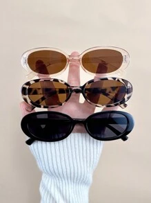 Set de 3 gafas de mujer con marco ovalado estilo Y2K para actividades al aire libre como senderismo, campamento, fiesta en la playa, vacaciones, accesorios de playa, de verano para vacaciones en la playa, actividades al aire libre, viajes, regreso a la escuela, estilo preppy, look escolar
