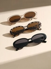 Set de 3 gafas de mujer con marco ovalado estilo Y2K para actividades al aire libre como senderismo, campamento, fiesta en la playa, vacaciones, accesorios de playa, de verano para vacaciones en la playa, actividades al aire libre, viajes, regreso a la escuela, estilo preppy, look escolar