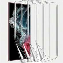[4入組]HD水凝膠屏幕保護膜，適用於三星Galaxy S24 S23 S22 S21 S20 Ultra (6.8英寸)，全覆蓋彎曲屏幕保護膜支援指紋解鎖 [非鋼化玻璃] - 4片裝 - 查看 11