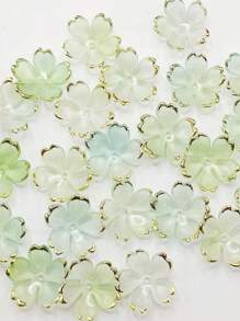 50pcs Acrylic Gold Foil 19mm Sakura Flower Petals With Gradient Colors And Gold Edges DIY Handmade Headwear Accessories, Suitable For DIY Hairpins, Phone Cases, Clothing Accessories, Key Rings And Jewelry Resin Materials Valentines