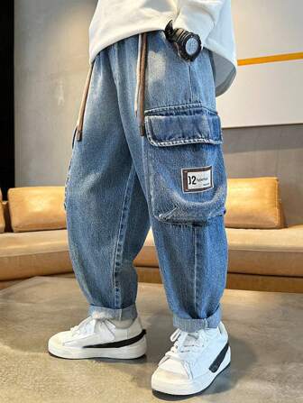 Tween Boy's Patch Detail Workwear Denim Jeans