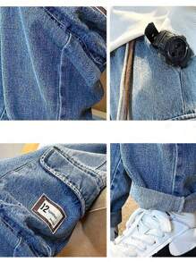 Tween Boy's Patch Detail Workwear Denim Jeans - Light Wash - View 5