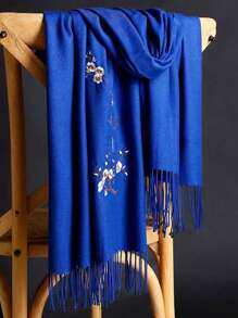 1 Khăn Choàng Nữ Thêu Hoa Mận, Khăn Choàng Giả Cashmere Dày Cho Phòng AC Mùa Hè, Khăn Ấm Áp Mùa Đông Cho Nhiều Mục Đích - Nhiều màu - Xem 10