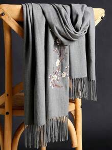 1 Khăn Choàng Nữ Thêu Hoa Mận, Khăn Choàng Giả Cashmere Dày Cho Phòng AC Mùa Hè, Khăn Ấm Áp Mùa Đông Cho Nhiều Mục Đích - Nhiều màu - Xem 11