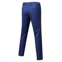 Caelus 时尚新款男士商务双排扣纯色西装外套/男士修身婚礼两件套西装外套西裤 - 藏蓝色 - 查看 6