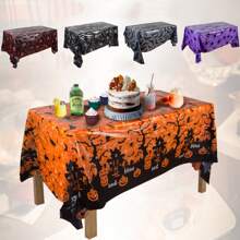 1pc Halloween Decoration Tablecloth Pumpkin Spider Web Bat Tablecloth Holiday Party Home Table Decoration Supplies,Christmas