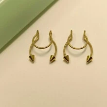 ADYJELY 1PC Fake Nose Ring Horseshoe-Shaped Non-Piercing Faux Nose Ring Punk Style Stainless Steel Hypoallergenic Nose Clip 20G Thin Septum Nose Rings 0.8*8*3/3mm Nasal Clip, Septum, U-Shaped Nose Ring, Ball Clip - U-Pointed - View 3