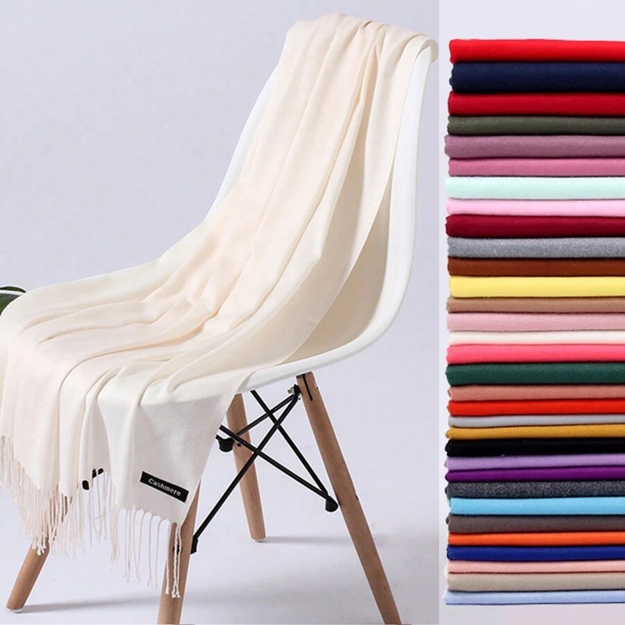 1 件女士纯色超薄仿羊绒防晒流苏围巾，透气柔软，适合日常穿着、旅行、约会、晚餐和其他场合配饰女士 - 彩色 - 查看 1