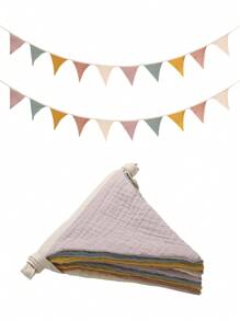 1pc Triangle Flag Pennant Garland, Kindergarten Decor, Baby Birthday Party, Boho Wedding Celebration Decoration - Multicolor - View 13
