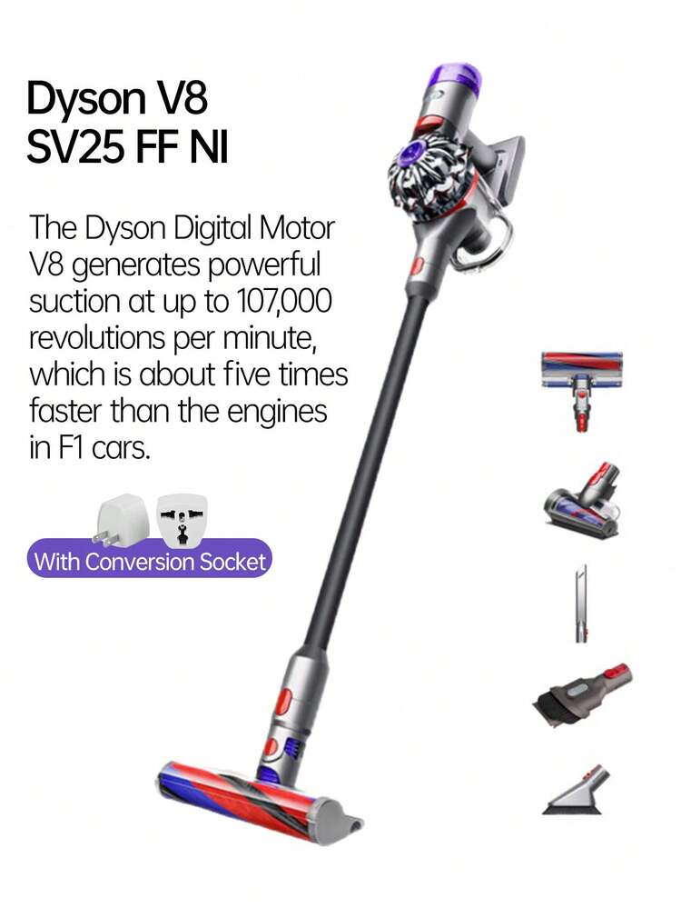 Dyson V8 SV25 FF NI Cordless Vacuum Cleaner(With Conversion Plug