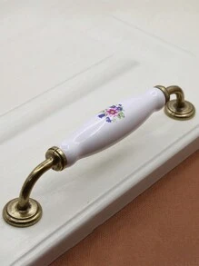 Weiße keramische Schranktürknauf mit Lotusblumen Muster, vintage Schubladen Griffe mit Schrauben, passend für Möbel mit 128mm & 160mm Lochabstand - Blumengriff aus weißer Keramik - Übersicht 18