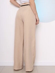 CALÇA ALFAIATARIA LISTRADA SUPER - Bege - Visão 4