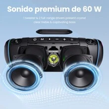 (Semi-Nuevo) Bocina Sounarc R2 Altavoz Portátil 60w 6000 Mah, Sonido Inalámbrico Multifuncional Con Rgb Luz Led, Bluetooth 5.3 Ipx6, Sonido Estéreo Hd, Bajos Profundos, Reproducción De Aux/micro Sd/tf/usb, Negro - Negro - Ver 2