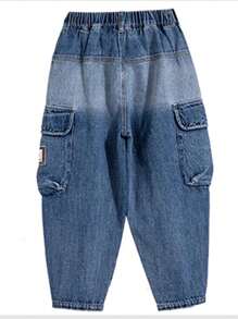 Tween Boy's Patch Detail Workwear Denim Jeans - Light Wash - View 6
