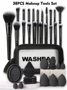 （黑色）18-20-22-25-30件套化妆刷套装，优质合成毛眼影晕染刷套装，化妆工具+17件套化妆工具套装+1个多功能拉链防水化妆包，化妆刷套装，化妆刷套装，化妆刷套装，全套化妆刷，化妆刷套装，全套化妆工具，化妆刷套装，化妆刷套装，化妆礼盒套装 - 黑色 - 查看 9