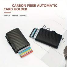 Blocarea pop-up-ului Portofele cool cu design portofel de carbon Compact pentru depozitare sigură Suport card Portofel Suport card de vizită Suport card de credit pentru bărbați Mini portofel Portofel cu card Portofel Rfid