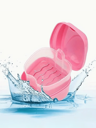 Estuche deluxe para dentadura postiza - Soporte espacioso con taza ventilada, cesta desmontable con colador y diseño fácil de transportar para una limpieza y almacenamiento completos - Esencial para el cuidado diario y los viajes, accesorios portátiles de almacenamiento