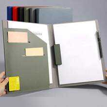 A4 Business Folder PU Information Portfolio Document Holder Hotel Service Guide Manual Leather Writing Pad Music Score Clip Presentation Storage Book,Back To School,School Supplies