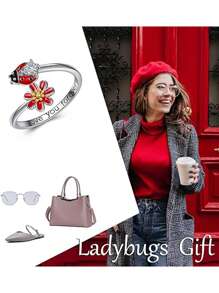 1pc S925 Silver Colorful Ladybug Suitable For Daily Wear By Women