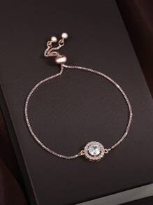 rakol 1入簡約立體氧化鋯裝飾手鍊，適合女性日常佩戴 - 玫瑰金 - 查看 2