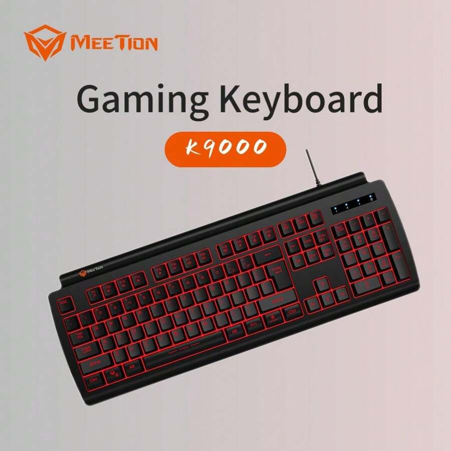 全尺寸白色有线薄膜电脑游戏办公键盘，带冰蓝色背光