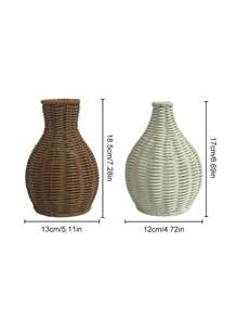 1 chiếc bình đan cổ điển, giỏ hoa đan bằng mây thủ công, thích hợp để trang trí giá sách, phòng tắm, phòng ngủ, kệ sách, phòng khách, nhà nông thôn, văn phòng, bàn làm việc, quà tặng sinh nhật tốt nghiệp, trang trí nhà cửa, trang trí phòng, bình thủy tinh. - màu nâu - Xem 5