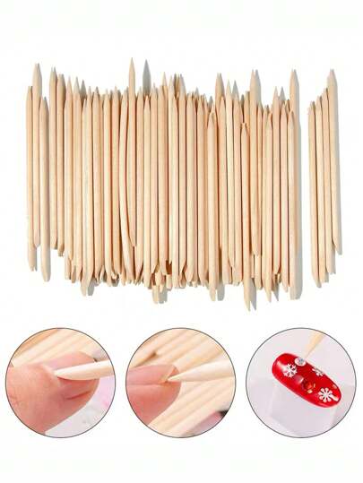 100 pezzi Bastoncini di legno di dimensioni S arancioni, spingicuticole per manicure, rimozione professionale della cuticola, accessori per la cura delle unghie, forniture per manicure, forniture per unghie, strumenti per unghie, strumenti per arte di unghie, back to school, unghie, strumenti per unghie per unghie finte