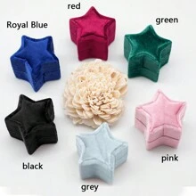 1入組5.5*5.5*5cm絨面戒指盒，五角星形婚戒盒，星空珠寶包裝盒，可愛的五角星戒指盒，適用於儲存戒指和耳環，適合求婚、結婚和禮物贈送 - 彩色 - 查看 3