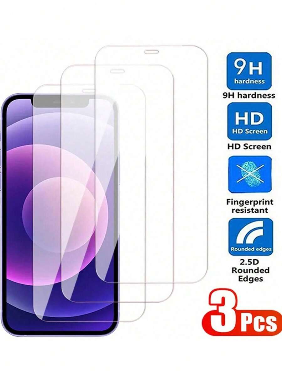 3 Kính Cường Lực Độ Cứng 9H Tương Thích Với Apple IPhone 15 Pro Max Bảo Vệ Màn Hình Tương Thích Với iPhone 12 13 Mini 14 Plus Phim Bảo Vệ Trong Suốt - Trong sáng - Xem 1