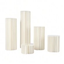 Foldable Cardboard Centerpiece,Wedding Centerpieces Cardboard Vases For Party Tables Decorations Elegant Bulk Weddings Decoration Table Cylinder (5 Set) Party Favors Room Decor Bride - White - View 2