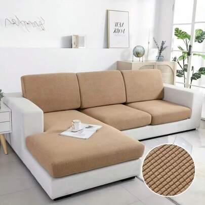 1pc Corn Velvet Sofa Seat Cushion Cover, Machine Washable Elastic Chair Pad, Sofa Dust Cover