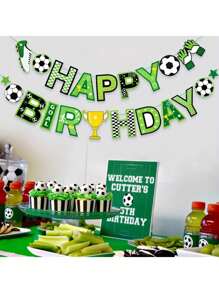 طقم شعار لحفلة عيد ميلاد ذات موضوع كرة القدم، علم ورقي لكأس العالم لل-سوكر، لافتة خلفية احتفالات المهرجان، ديكور عيد الميلاد