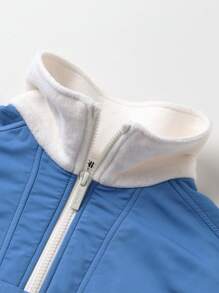 Annil Boys' Jacket Winter Double Sided Velvet Skin Friendly Color Blocked Splicing Top