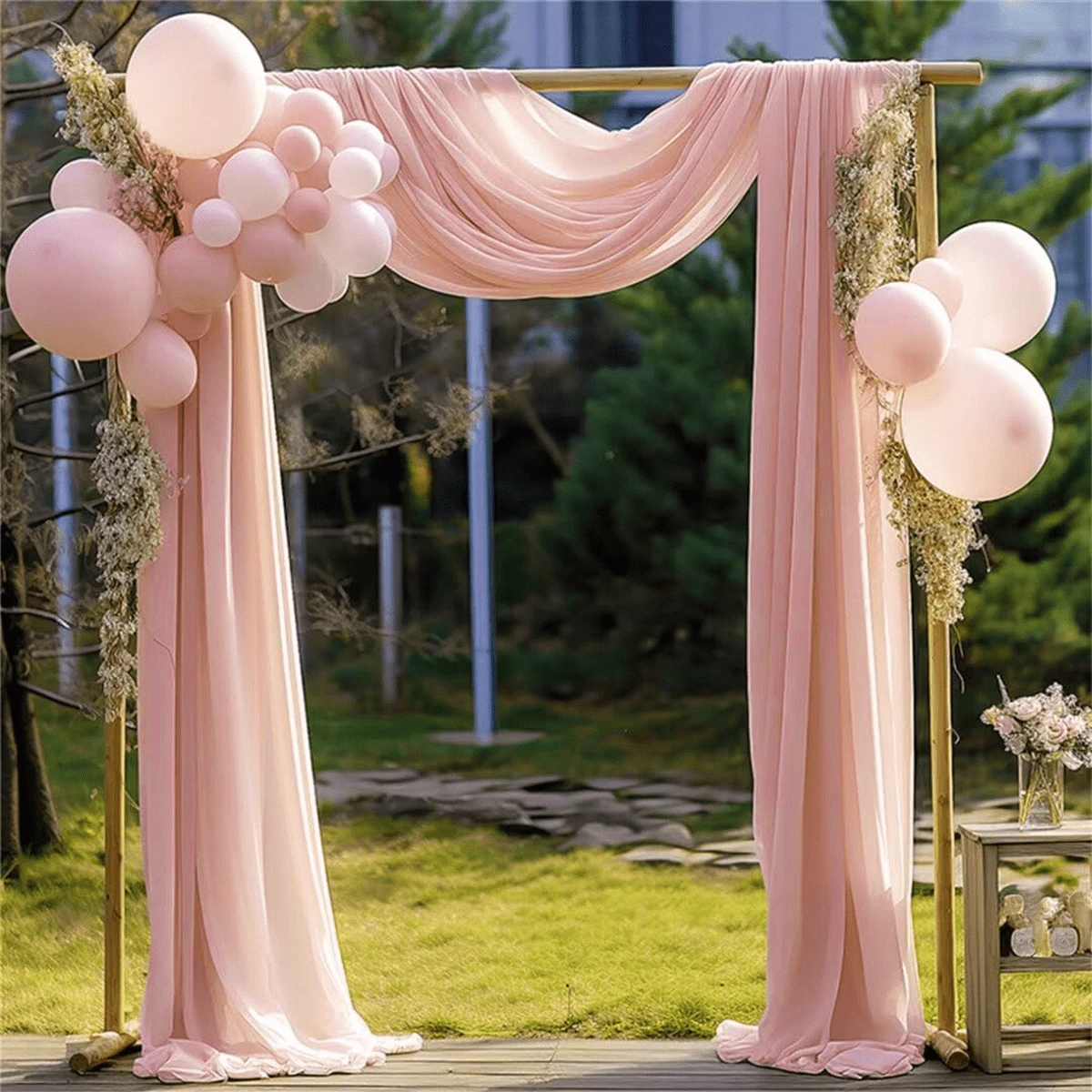 1pc Elegant Sheer Wedding Arch Backdrop For Indoor And Outdoor Decoration - Light Cheek Powder - View 1