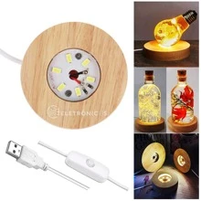 Base Madeira Iluminada Led Branco Morno Alimentada Por Usb  Interruptor Para Arte Em Resina De Vidro De Cristal 3d Ou Suporte De Exibição De Luz - 23220SHE - 1 UNI / Branco morno - Visão 1