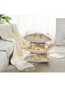 4 Funda Para Cojin Decorativo Almohada De Terciopelo 45x45cm - Dorado - Ver 5