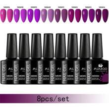 Set/Kit 8 pezzi da 8ml di smalto gel unghie glitterato, serie di colori viola, rosa, marrone, rosso, smalto semipermanente, da immergere, per unghie UV LED, per manicure